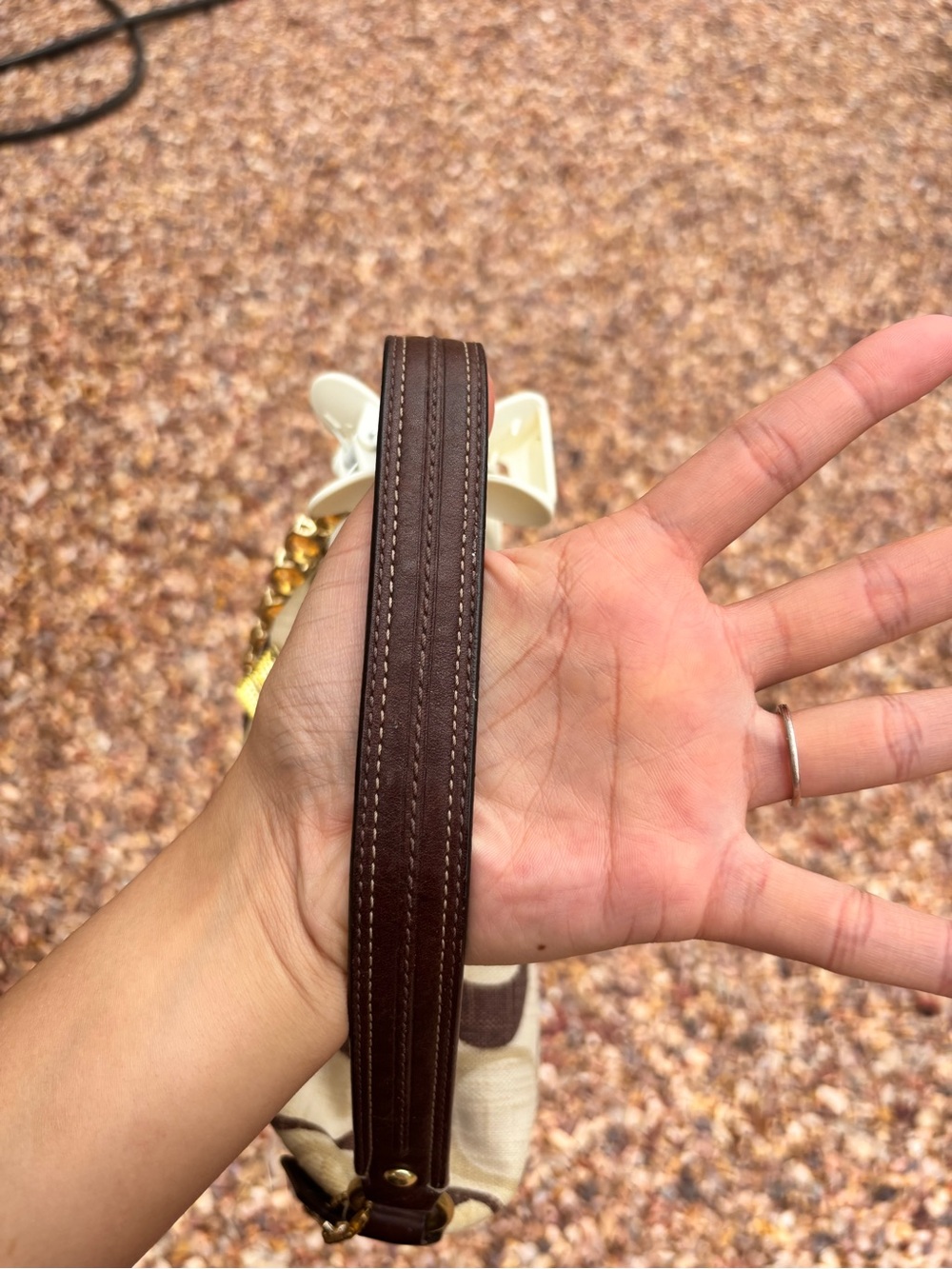 Beige and Brown Coach Mini  Shoulder Bag - Picture 4 of 8